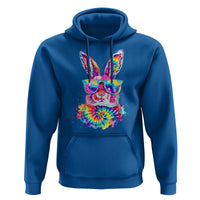 Colorful Tie Dye Bunny with Sunglasses Hoodie Cool Easter Rabbit Retro Hippie Vibe Graphic Gift