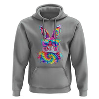 Colorful Tie Dye Bunny with Sunglasses Hoodie Cool Easter Rabbit Retro Hippie Vibe Graphic Gift