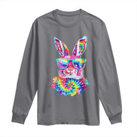 Colorful Tie Dye Bunny with Sunglasses Long Sleeve Shirt Cool Easter Rabbit Retro Hippie Vibe Graphic Gift