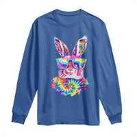 Colorful Tie Dye Bunny with Sunglasses Long Sleeve Shirt Cool Easter Rabbit Retro Hippie Vibe Graphic Gift