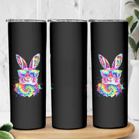 Colorful Tie Dye Bunny with Sunglasses Skinny Tumbler Cool Easter Rabbit Retro Hippie Vibe Graphic Gift