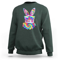 Colorful Tie Dye Bunny with Sunglasses Sweatshirt Cool Easter Rabbit Retro Hippie Vibe Graphic Gift