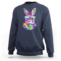 Colorful Tie Dye Bunny with Sunglasses Sweatshirt Cool Easter Rabbit Retro Hippie Vibe Graphic Gift
