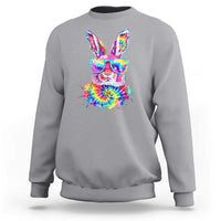 Colorful Tie Dye Bunny with Sunglasses Sweatshirt Cool Easter Rabbit Retro Hippie Vibe Graphic Gift