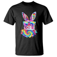 Colorful Tie Dye Bunny with Sunglasses T Shirt Cool Easter Rabbit Retro Hippie Vibe Graphic Gift