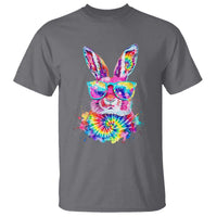 Colorful Tie Dye Bunny with Sunglasses T Shirt Cool Easter Rabbit Retro Hippie Vibe Graphic Gift