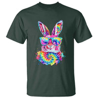 Colorful Tie Dye Bunny with Sunglasses T Shirt Cool Easter Rabbit Retro Hippie Vibe Graphic Gift