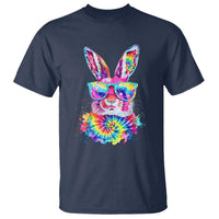 Colorful Tie Dye Bunny with Sunglasses T Shirt Cool Easter Rabbit Retro Hippie Vibe Graphic Gift
