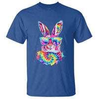 Colorful Tie Dye Bunny with Sunglasses T Shirt Cool Easter Rabbit Retro Hippie Vibe Graphic Gift