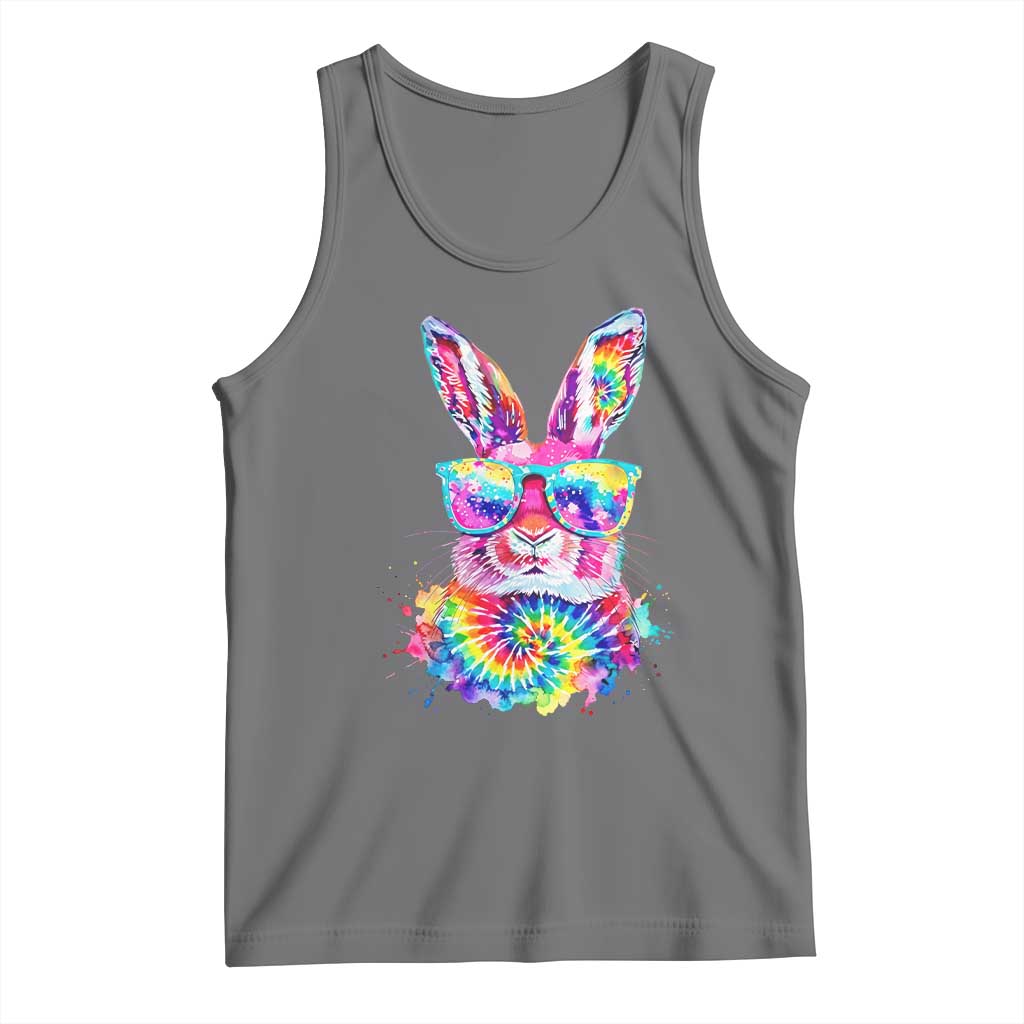 Colorful Tie Dye Bunny with Sunglasses Tank Top Cool Easter Rabbit Retro Hippie Vibe Graphic Gift
