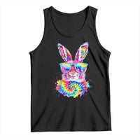 Colorful Tie Dye Bunny with Sunglasses Tank Top Cool Easter Rabbit Retro Hippie Vibe Graphic Gift