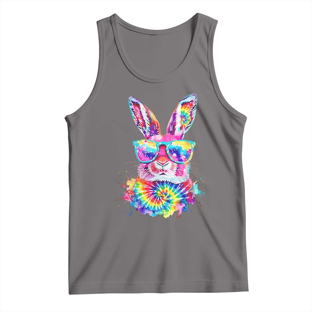 Colorful Tie Dye Bunny with Sunglasses Tank Top Cool Easter Rabbit Retro Hippie Vibe Graphic Gift
