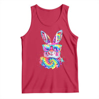 Colorful Tie Dye Bunny with Sunglasses Tank Top Cool Easter Rabbit Retro Hippie Vibe Graphic Gift