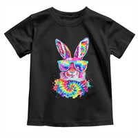 Colorful Tie Dye Bunny with Sunglasses Toddler T Shirt Cool Easter Rabbit Retro Hippie Vibe Graphic Gift
