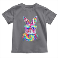 Colorful Tie Dye Bunny with Sunglasses Toddler T Shirt Cool Easter Rabbit Retro Hippie Vibe Graphic Gift
