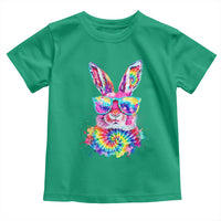 Colorful Tie Dye Bunny with Sunglasses Toddler T Shirt Cool Easter Rabbit Retro Hippie Vibe Graphic Gift