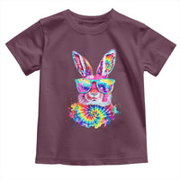 Colorful Tie Dye Bunny with Sunglasses Toddler T Shirt Cool Easter Rabbit Retro Hippie Vibe Graphic Gift