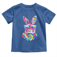Colorful Tie Dye Bunny with Sunglasses Toddler T Shirt Cool Easter Rabbit Retro Hippie Vibe Graphic Gift