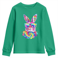Colorful Tie Dye Bunny with Sunglasses Youth Sweatshirt Cool Easter Rabbit Retro Hippie Vibe Graphic Gift