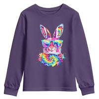 Colorful Tie Dye Bunny with Sunglasses Youth Sweatshirt Cool Easter Rabbit Retro Hippie Vibe Graphic Gift