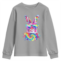 Colorful Tie Dye Bunny with Sunglasses Youth Sweatshirt Cool Easter Rabbit Retro Hippie Vibe Graphic Gift