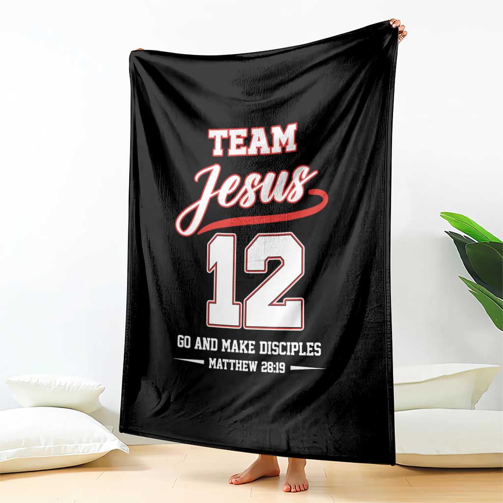 Team Jesus 12 Christian Sports Style Throw Blanket Go And Make Disciples Matthew 28:19 Faith Athletic Inspired Gift