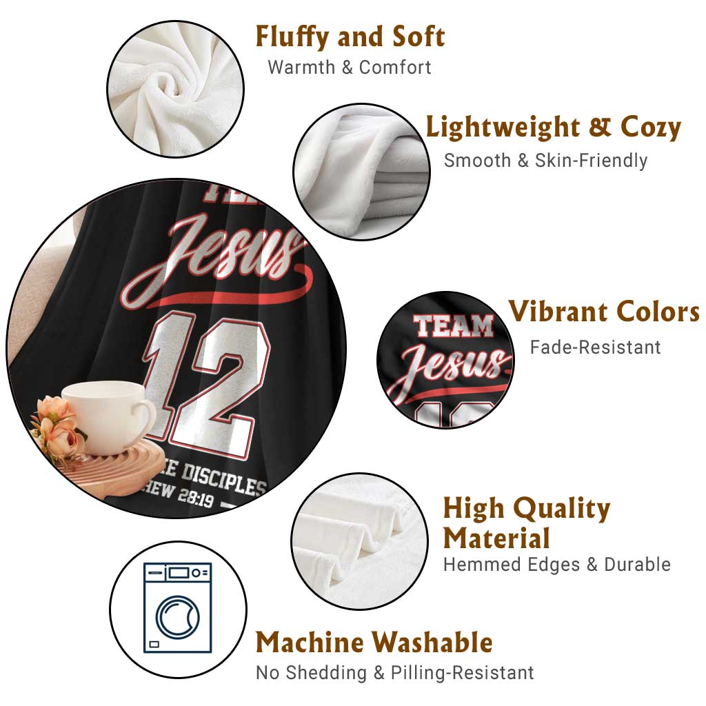 Team Jesus 12 Christian Sports Style Throw Blanket Go And Make Disciples Matthew 28:19 Faith Athletic Inspired Gift