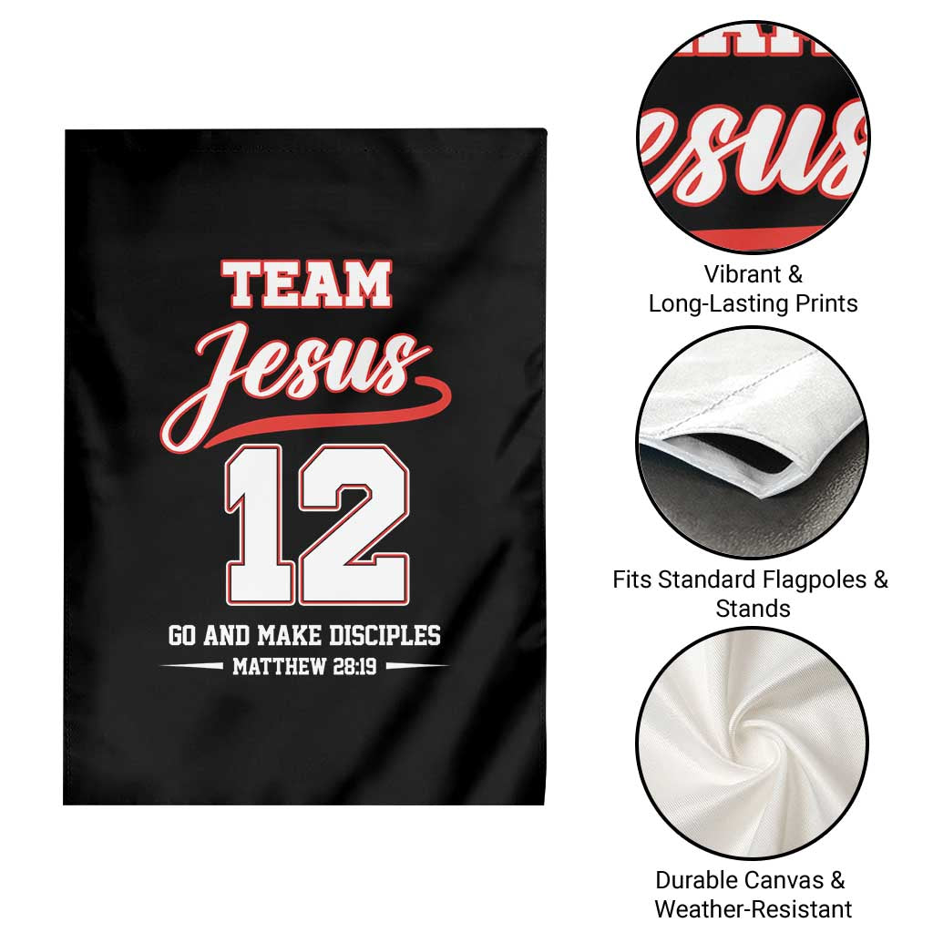 Team Jesus 12 Christian Sports Style Garden Flag Go And Make Disciples Matthew 28:19 Faith Athletic Inspired Gift