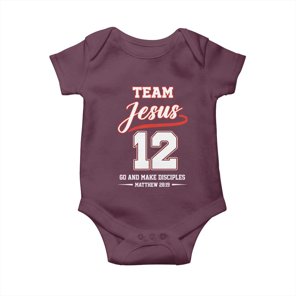 Team Jesus 12 Christian Sports Style Baby Onesie Go And Make Disciples Matthew 28:19 Faith Athletic Inspired Gift