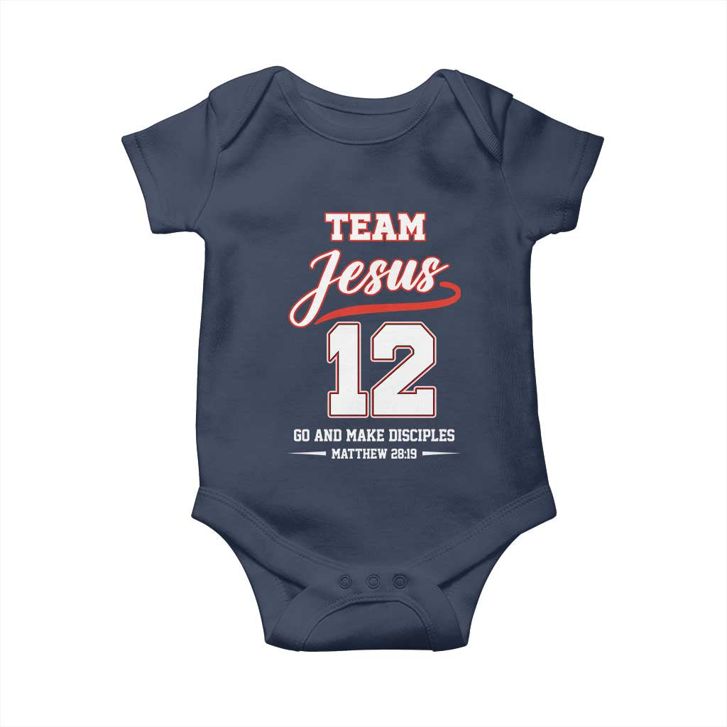 Team Jesus 12 Christian Sports Style Baby Onesie Go And Make Disciples Matthew 28:19 Faith Athletic Inspired Gift