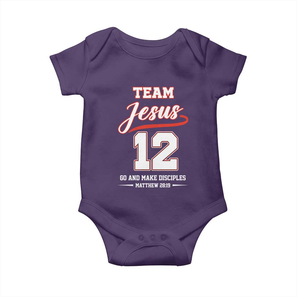 Team Jesus 12 Christian Sports Style Baby Onesie Go And Make Disciples Matthew 28:19 Faith Athletic Inspired Gift