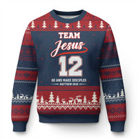 Team Jesus 12 Christian Sports Style Ugly Christmas Sweater Go And Make Disciples Matthew 28:19 Faith Athletic Inspired Gift
