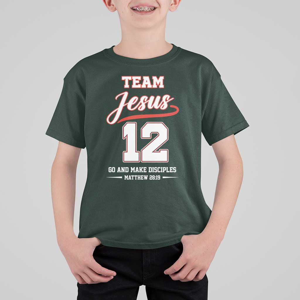 Team Jesus 12 Christian Sports Style T Shirt For Kid Go And Make Disciples Matthew 28:19 Faith Athletic Inspired Gift