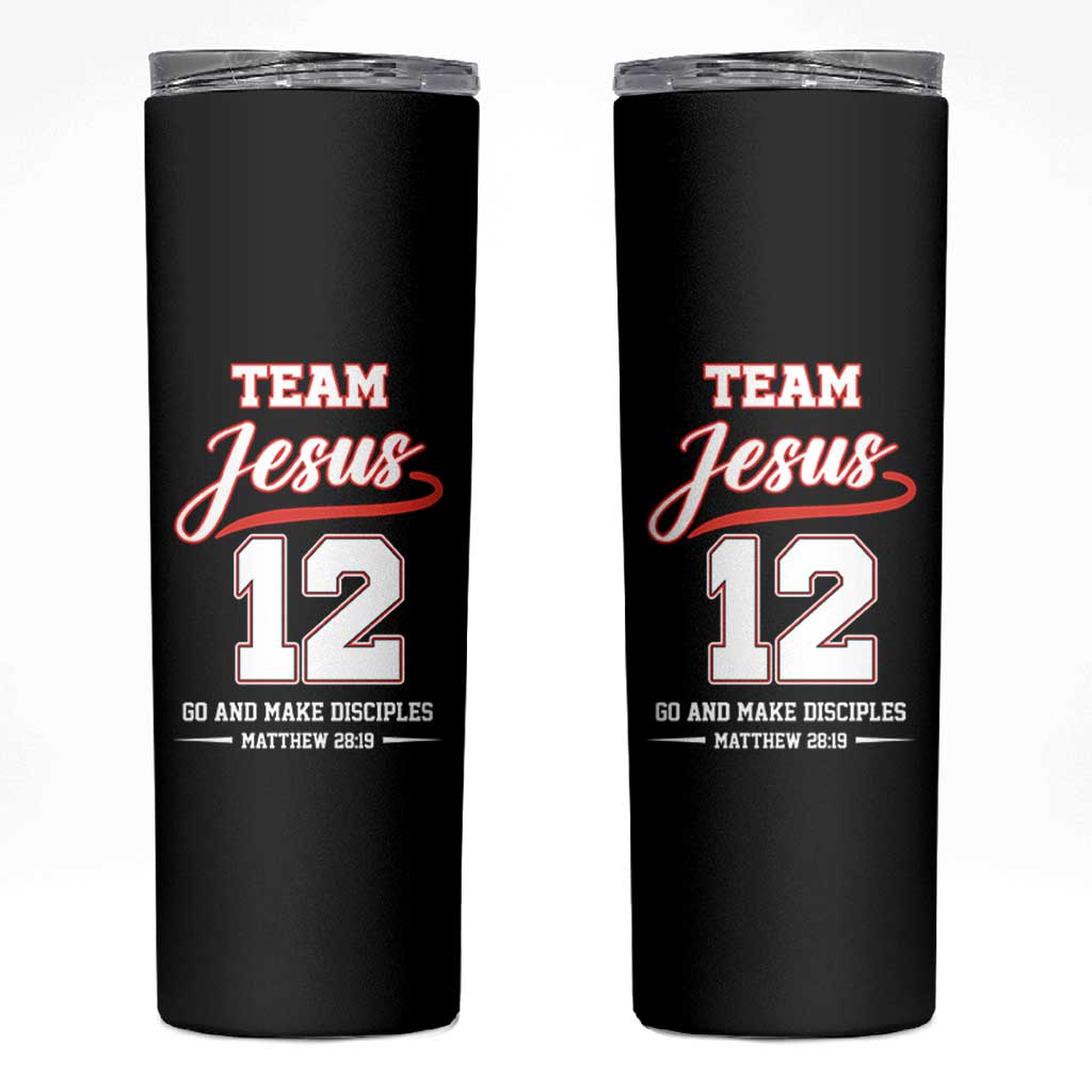 Team Jesus 12 Christian Sports Style Skinny Tumbler Go And Make Disciples Matthew 28:19 Faith Athletic Inspired Gift