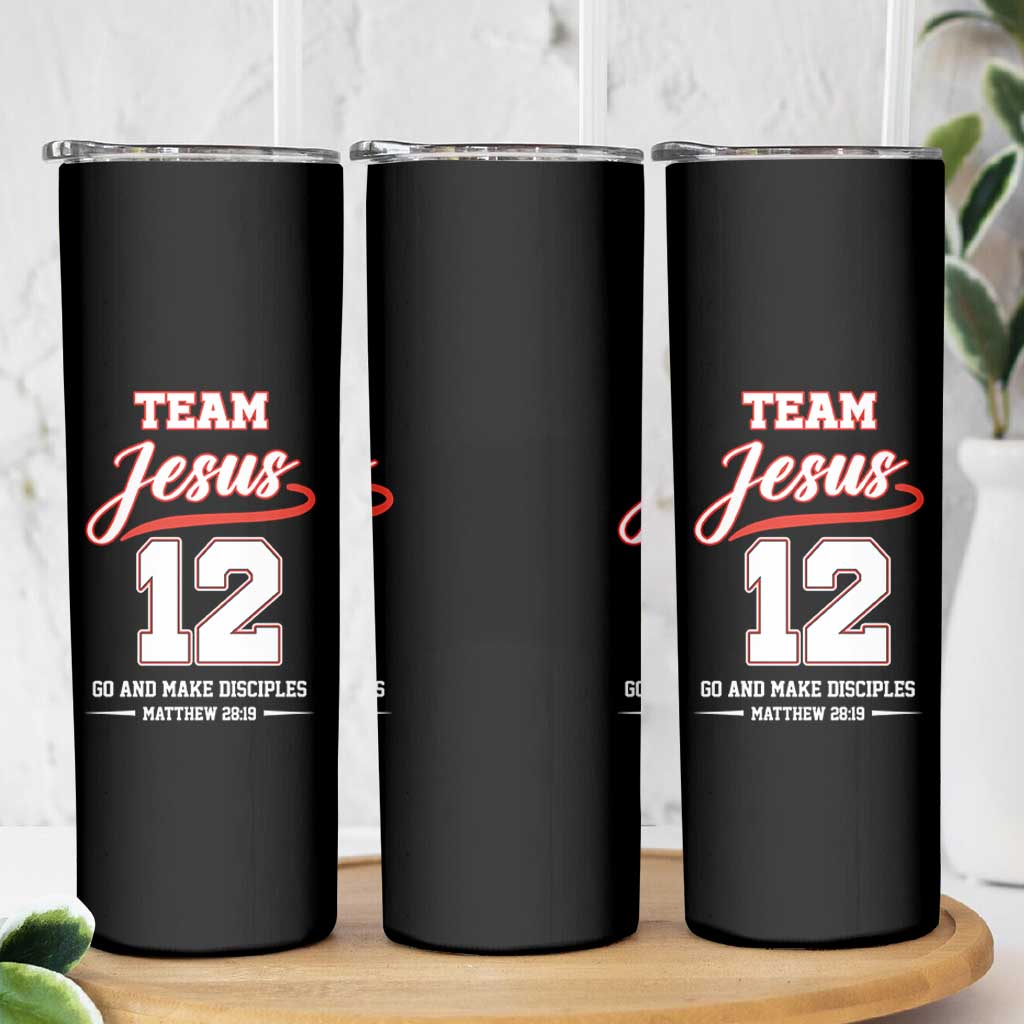 Team Jesus 12 Christian Sports Style Skinny Tumbler Go And Make Disciples Matthew 28:19 Faith Athletic Inspired Gift