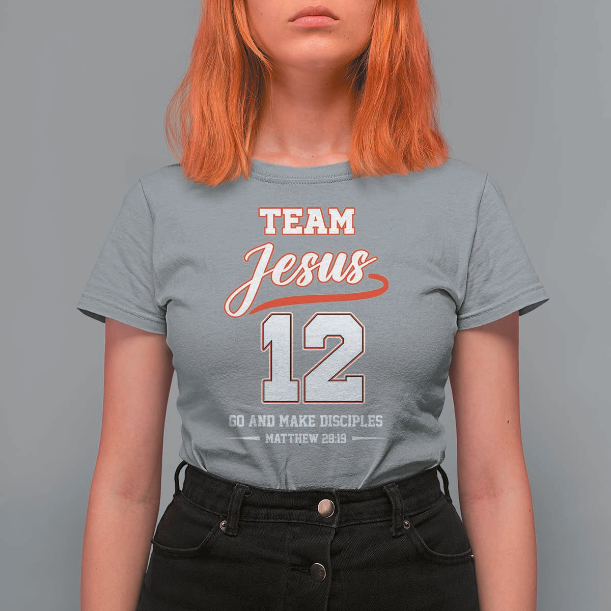 Team Jesus 12 Christian Sports Style T Shirt For Women Go And Make Disciples Matthew 28:19 Faith Athletic Inspired Gift