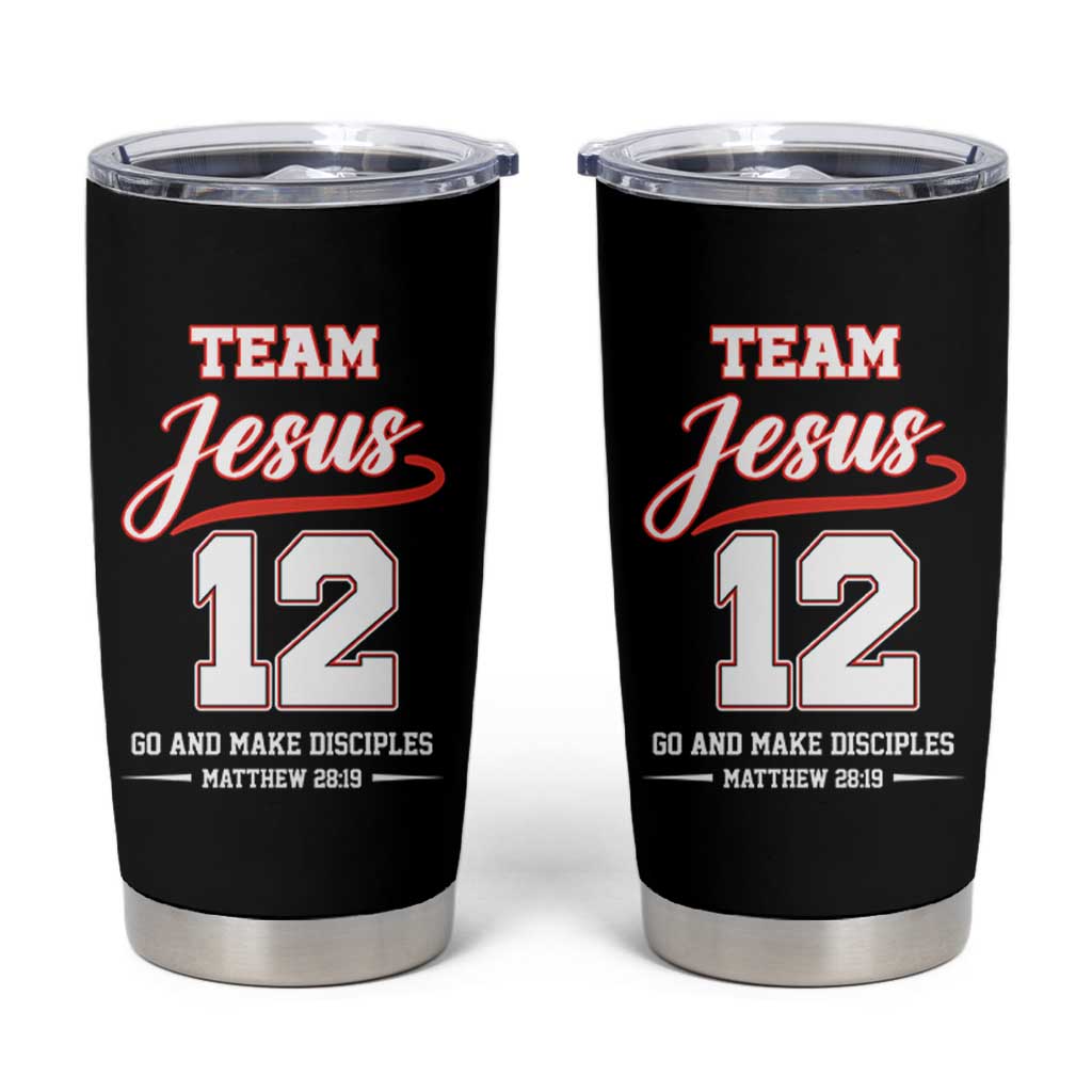 Team Jesus 12 Christian Sports Style Tumbler Cup Go And Make Disciples Matthew 28:19 Faith Athletic Inspired Gift