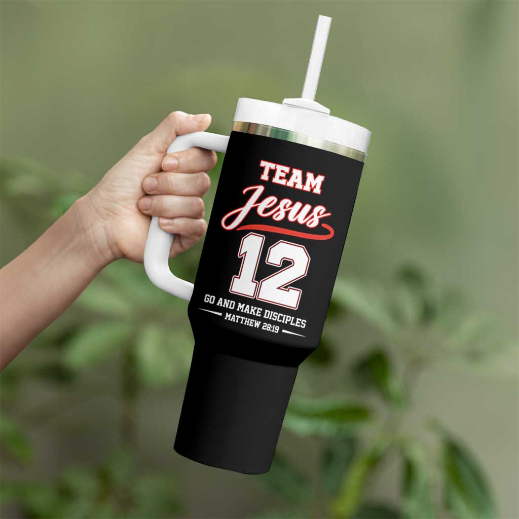 Team Jesus 12 Christian Sports Style Tumbler With Handle Go And Make Disciples Matthew 28:19 Faith Athletic Inspired Gift