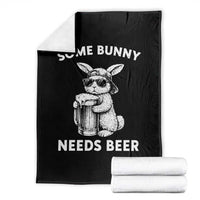 Some Bunny Needs Beer Funny Easter Drinking Humor Throw Blanket Cool Rabbit with Sunglasses Graphic Gift