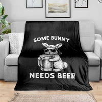 Some Bunny Needs Beer Funny Easter Drinking Humor Throw Blanket Cool Rabbit with Sunglasses Graphic Gift