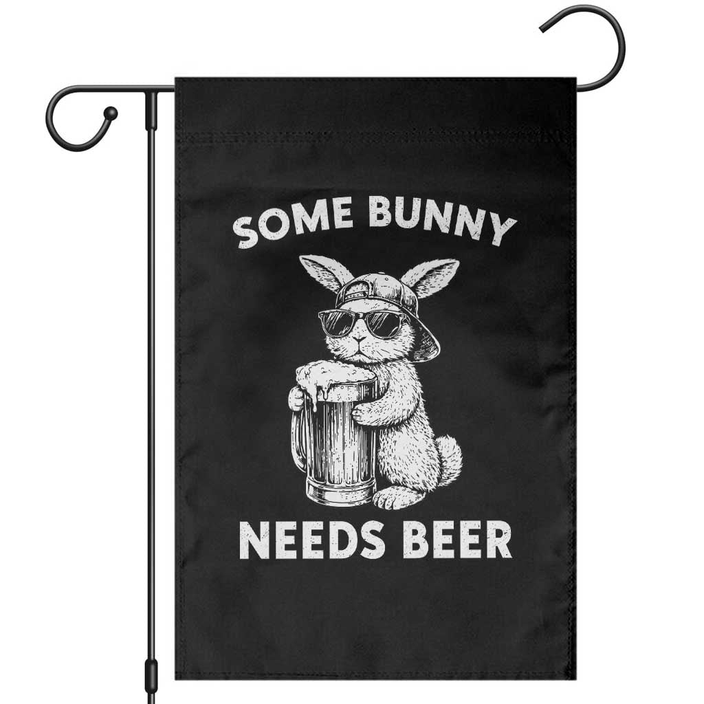 Some Bunny Needs Beer Funny Easter Drinking Humor Garden Flag Cool Rabbit with Sunglasses Graphic Gift