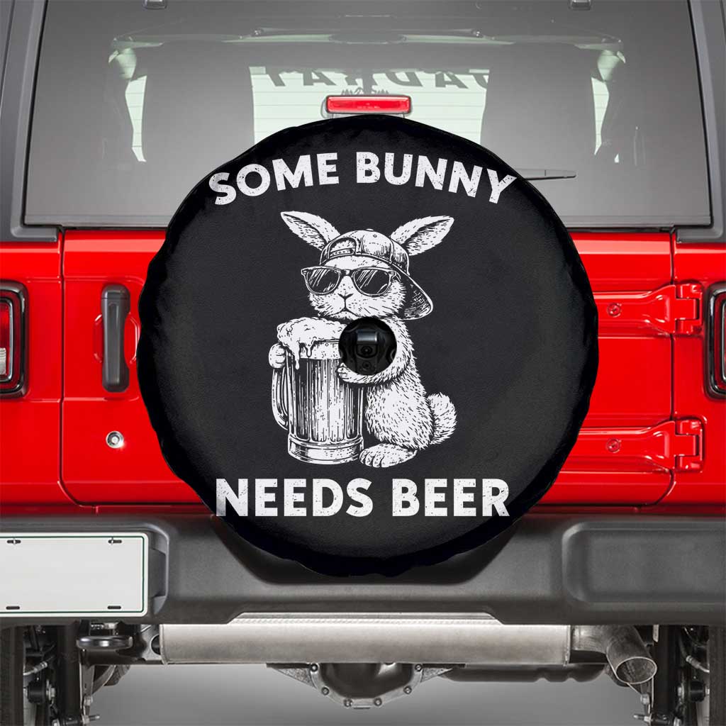 Some Bunny Needs Beer Funny Easter Drinking Humor Spare Tire Cover Cool Rabbit with Sunglasses Graphic Gift