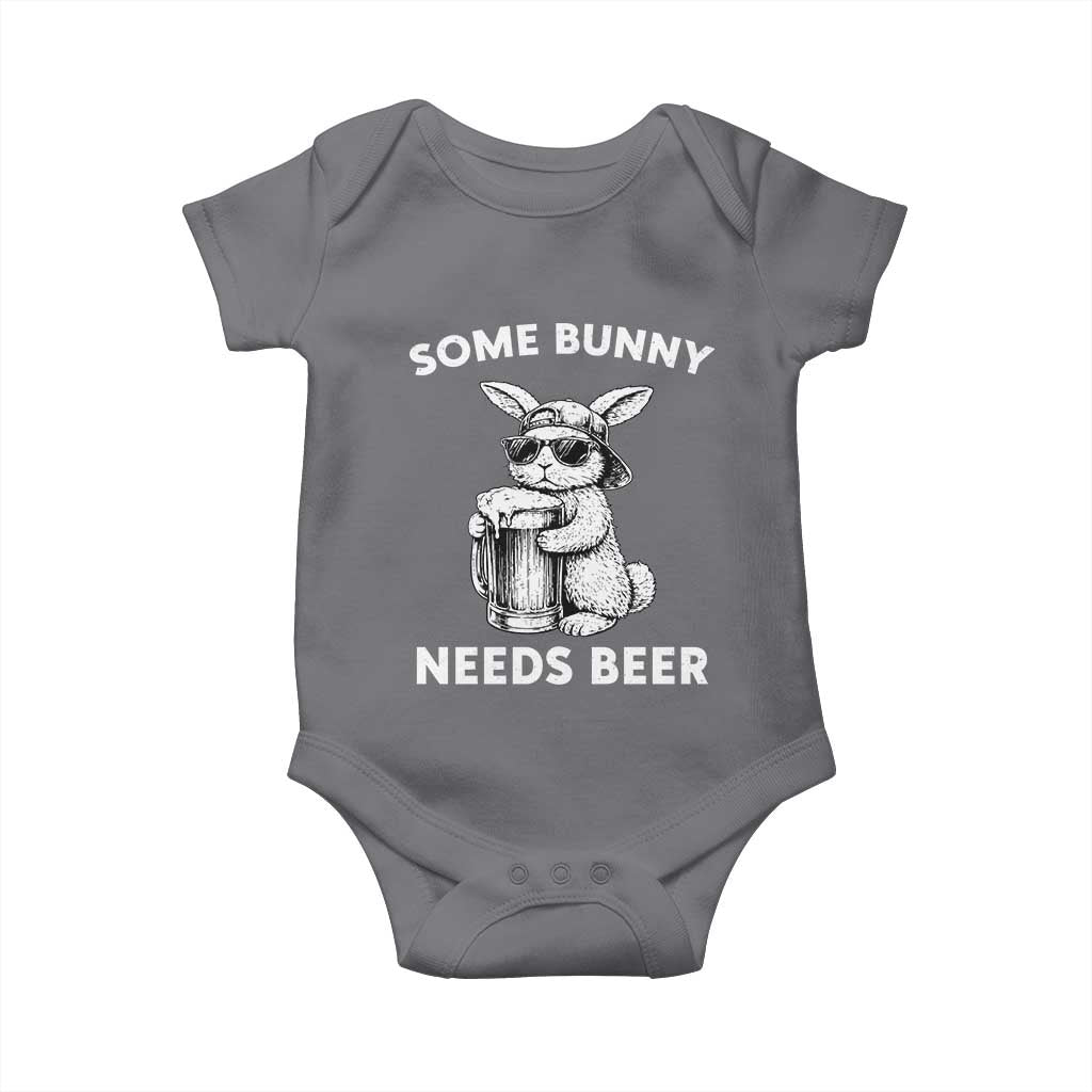 Some Bunny Needs Beer Funny Easter Drinking Humor Baby Onesie Cool Rabbit with Sunglasses Graphic Gift
