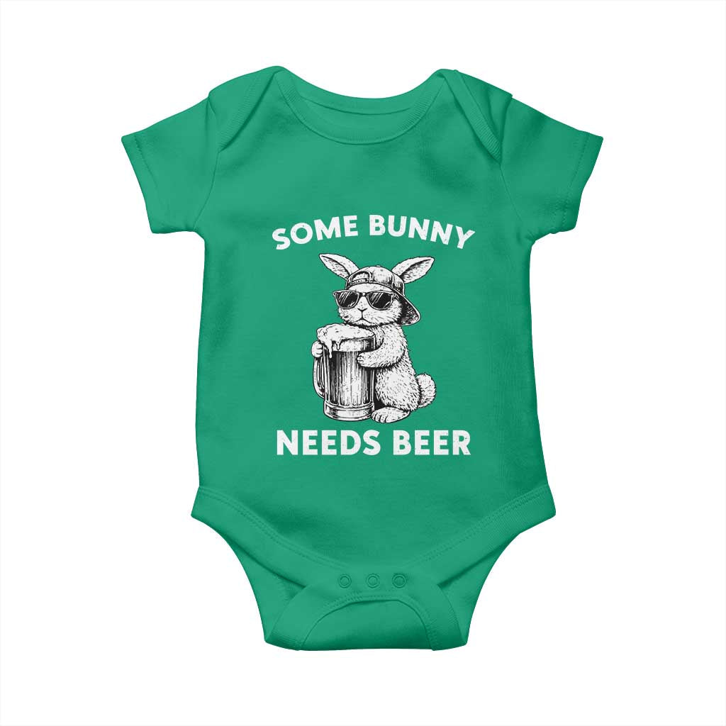 Some Bunny Needs Beer Funny Easter Drinking Humor Baby Onesie Cool Rabbit with Sunglasses Graphic Gift