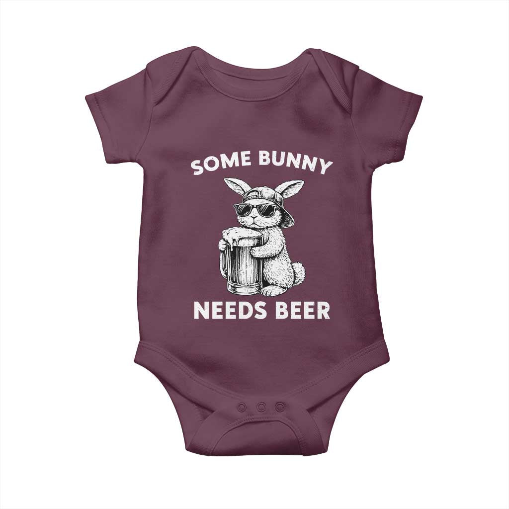 Some Bunny Needs Beer Funny Easter Drinking Humor Baby Onesie Cool Rabbit with Sunglasses Graphic Gift