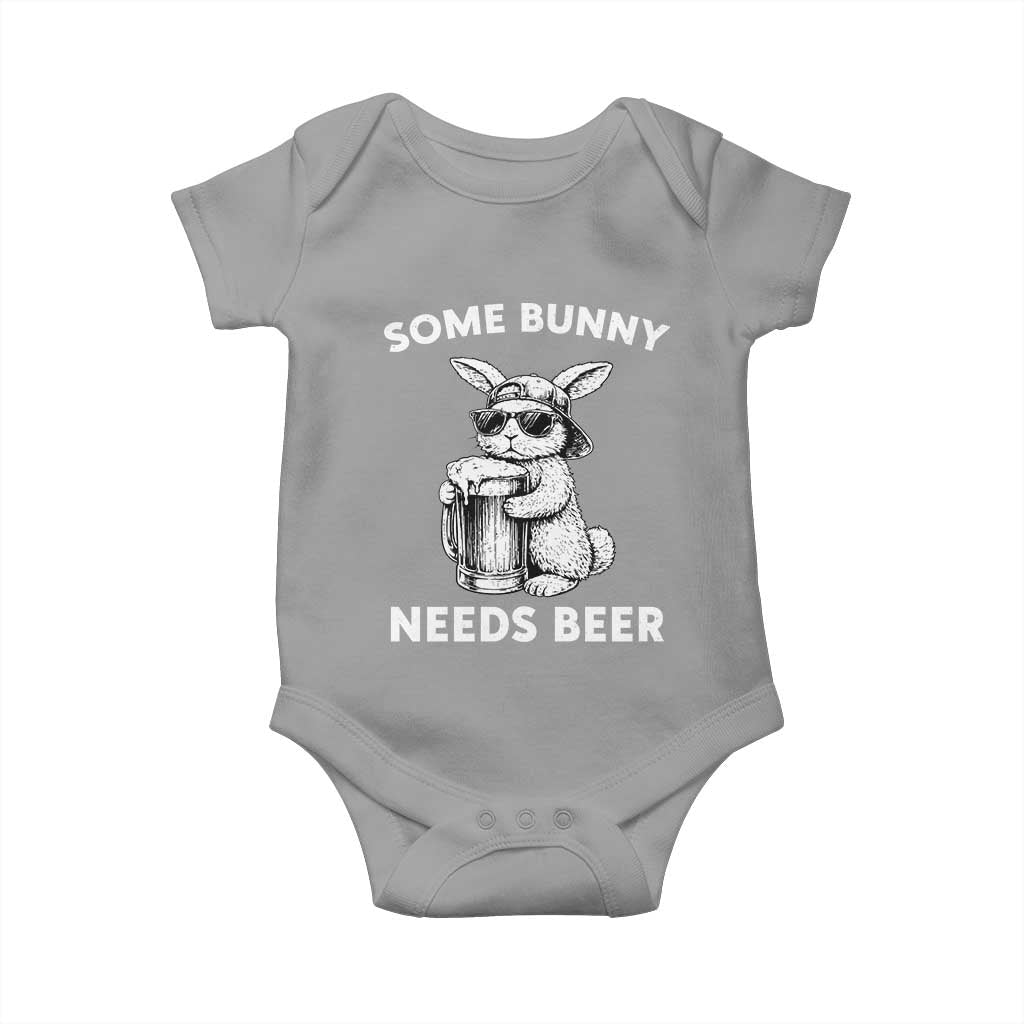 Some Bunny Needs Beer Funny Easter Drinking Humor Baby Onesie Cool Rabbit with Sunglasses Graphic Gift