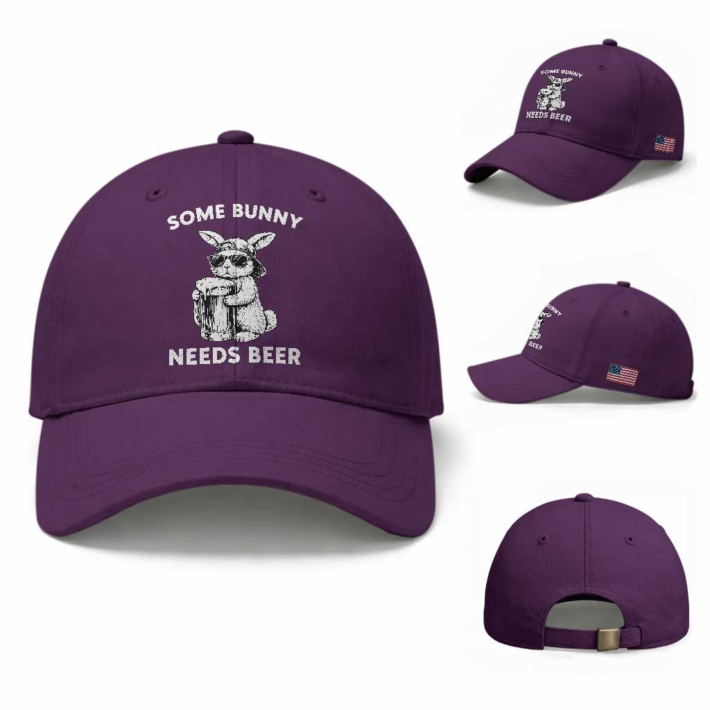 Some Bunny Needs Beer Funny Easter Drinking Humor Baseball Cap Cool Rabbit with Sunglasses Graphic Gift