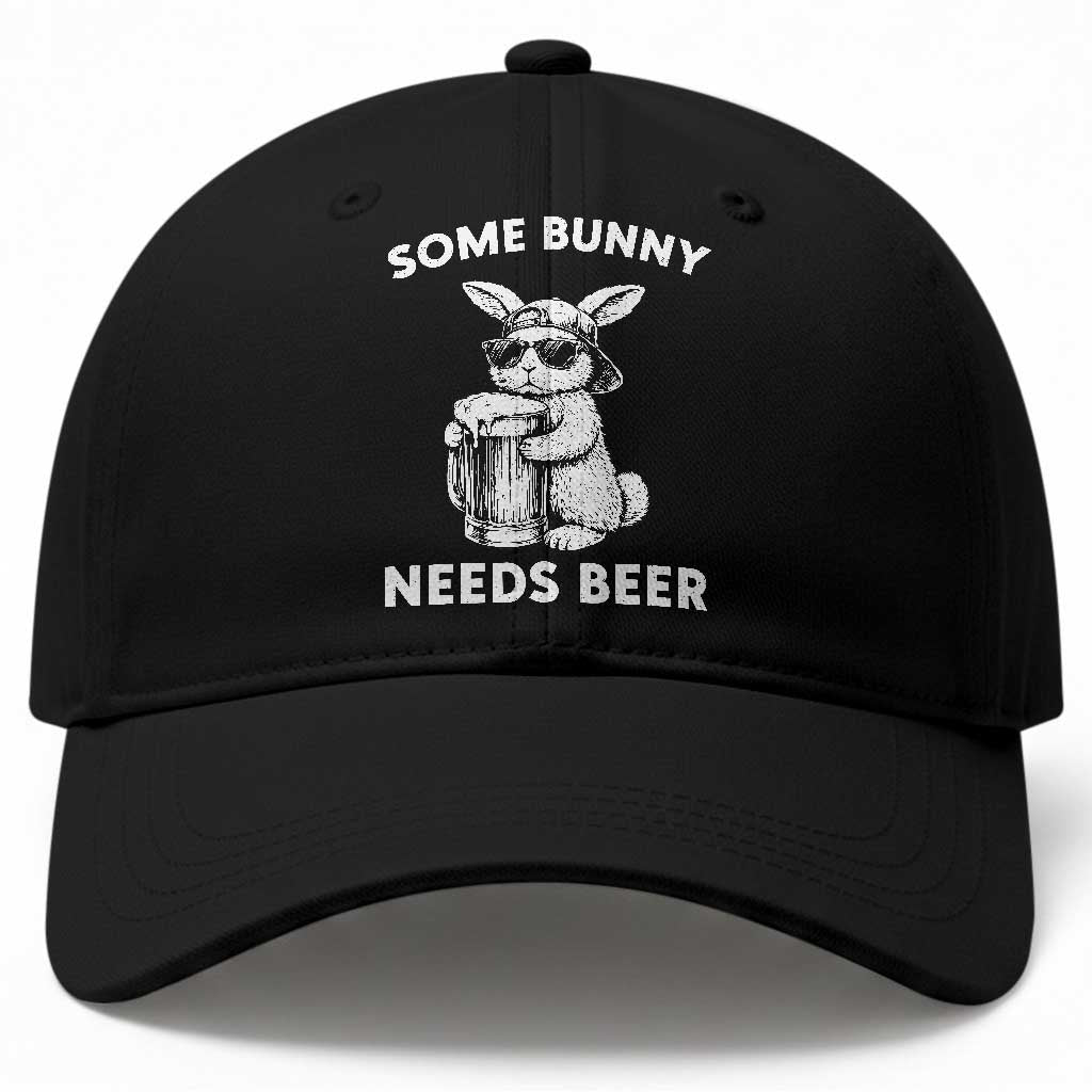 Some Bunny Needs Beer Funny Easter Drinking Humor Baseball Cap Cool Rabbit with Sunglasses Graphic Gift