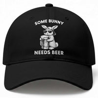 Some Bunny Needs Beer Funny Easter Drinking Humor Baseball Cap Cool Rabbit with Sunglasses Graphic Gift