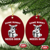Some Bunny Needs Beer Funny Easter Drinking Humor Ceramic Ornament Cool Rabbit with Sunglasses Graphic Gift